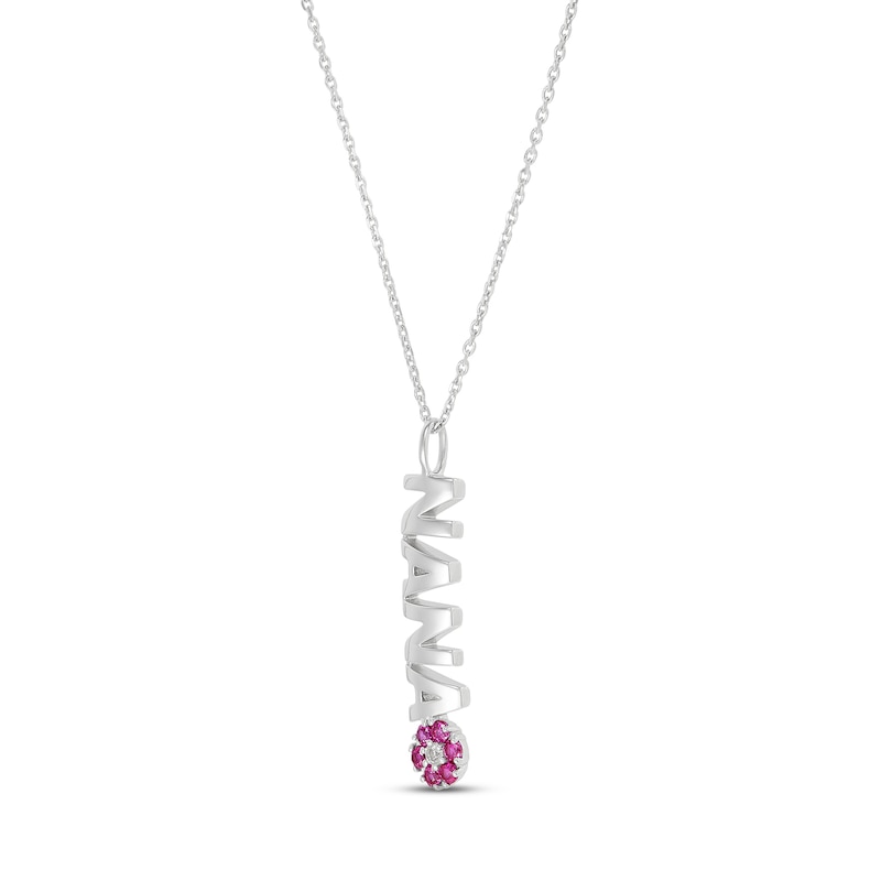 Lab-Created Ruby & White Lab-Created Sapphire "Nana" Necklace Sterling Silver 18"