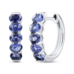 Iolite Hoop Earrings 10K White Gold