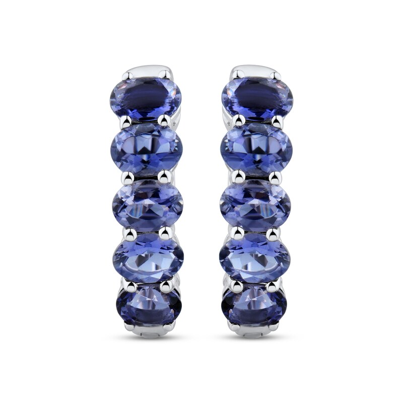 Main Image 2 of Iolite Hoop Earrings 10K White Gold