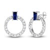 Thumbnail Image 1 of Blue & White Lab-Created Sapphire Door Knocker Earrings Sterling Silver