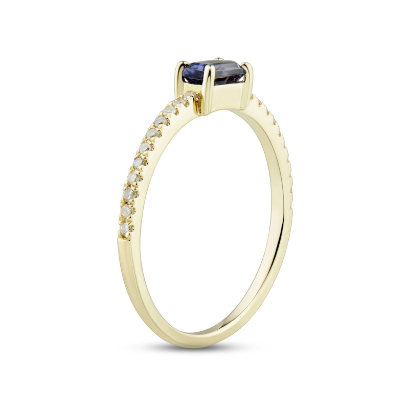 Main Image 2 of Iolite & Diamond Ring 1/10 ct tw Round-cut 10K Yellow Gold