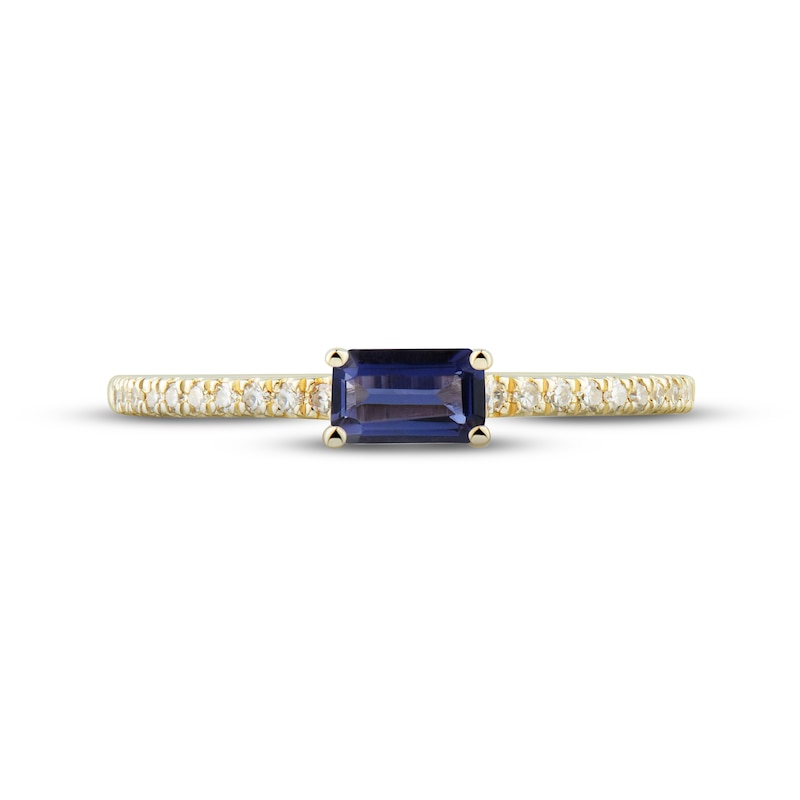 Main Image 3 of Iolite & Diamond Ring 1/10 ct tw Round-cut 10K Yellow Gold
