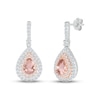 Thumbnail Image 1 of Morganite & White Lab-Created Sapphire Dangle Earrings Sterling Silver & 10K Rose Gold