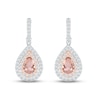 Thumbnail Image 2 of Morganite & White Lab-Created Sapphire Dangle Earrings Sterling Silver & 10K Rose Gold
