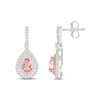 Thumbnail Image 3 of Morganite & White Lab-Created Sapphire Dangle Earrings Sterling Silver & 10K Rose Gold