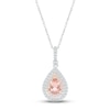 Thumbnail Image 0 of Morganite & White Lab-Created Sapphire Necklace Sterling Silver & 10K Rose Gold 18"