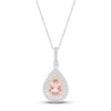 Thumbnail Image 1 of Morganite & White Lab-Created Sapphire Necklace Sterling Silver & 10K Rose Gold 18&quot;