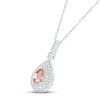 Thumbnail Image 1 of Morganite & White Lab-Created Sapphire Necklace Sterling Silver & 10K Rose Gold 18"