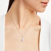 Thumbnail Image 3 of Morganite & White Lab-Created Sapphire Necklace Sterling Silver & 10K Rose Gold 18&quot;