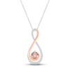 Thumbnail Image 0 of Morganite & White Lab-Created Sapphire Swirl Necklace 10K Rose Gold & Sterling Silver 18"