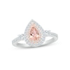 Thumbnail Image 1 of Morganite & White Lab-Created Sapphire Ring Sterling Silver & 10K Rose Gold