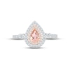 Thumbnail Image 1 of Morganite & White Lab-Created Sapphire Ring Sterling Silver & 10K Rose Gold