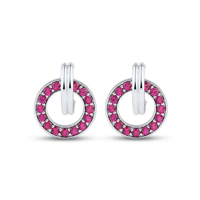 Main Image 2 of Lab-Created Ruby Door Knocker Earrings Sterling Silver