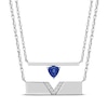 Thumbnail Image 1 of Blue & White Lab-Created Sapphire Bar Necklace Boxed Set Sterling Silver