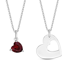 Lab-Created Ruby Heart Necklace Gift Set Sterling Silver