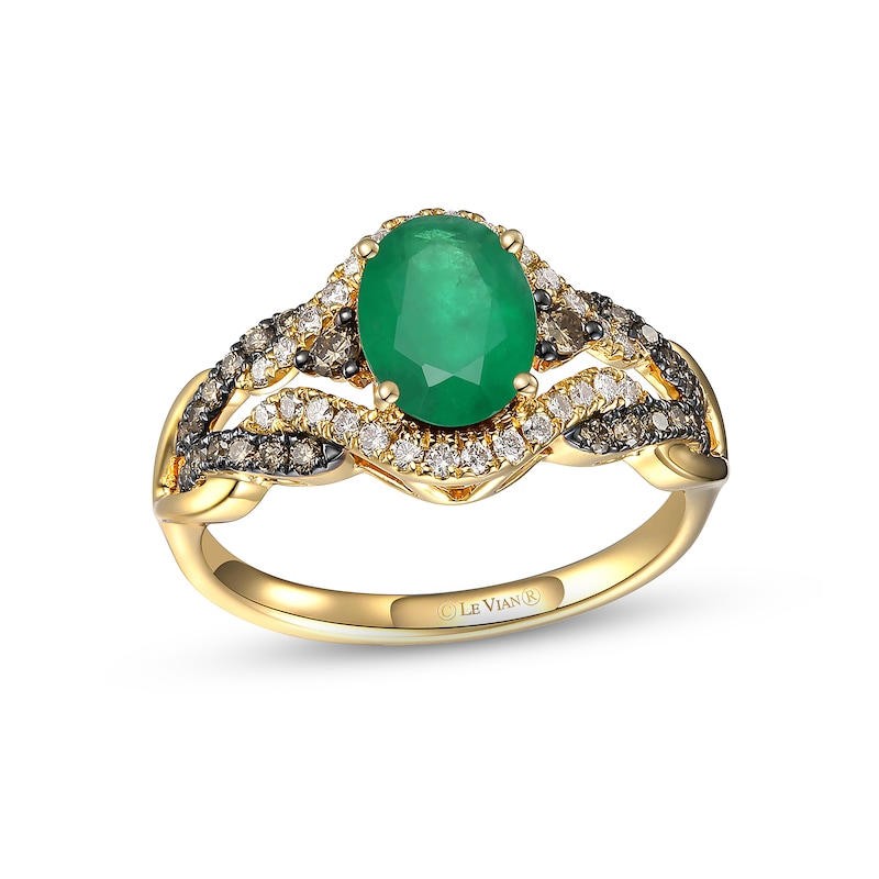Main Image 1 of Le Vian Emerald Ring 3/8 ct tw Diamonds 14K Honey Gold