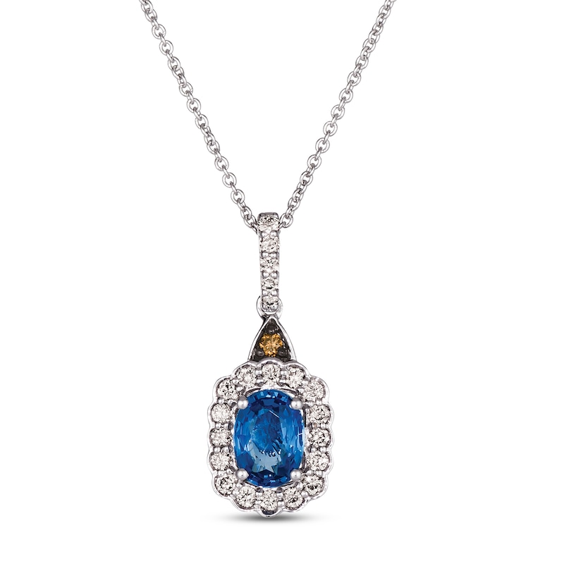 Le Vian Creme Brulee Blue Sapphire Necklace 1/4 ct tw Diamonds 14K Vanilla Gold 19"