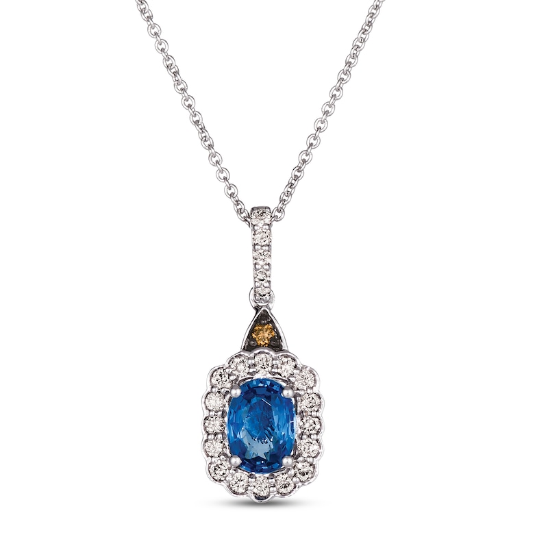 Main Image 1 of Le Vian Creme Brulee Blue Sapphire Necklace 1/4 ct tw Diamonds 14K Vanilla Gold 19&quot;