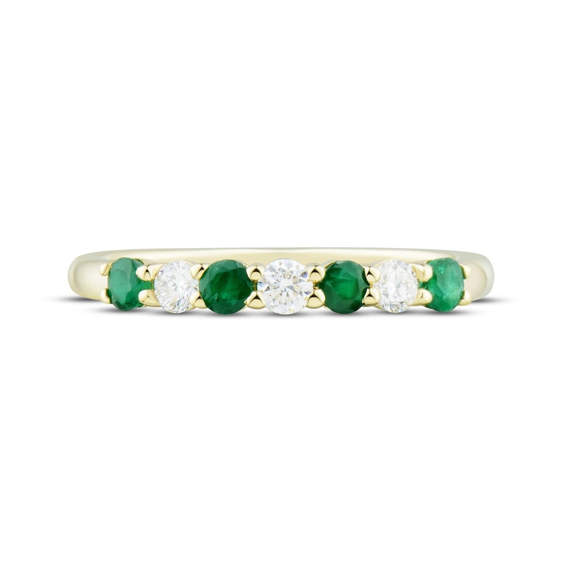 Main Image 3 of Now + Forever Emerald & Diamond Anniversary Band 1/5 ct tw Round-cut 10K Yellow Gold