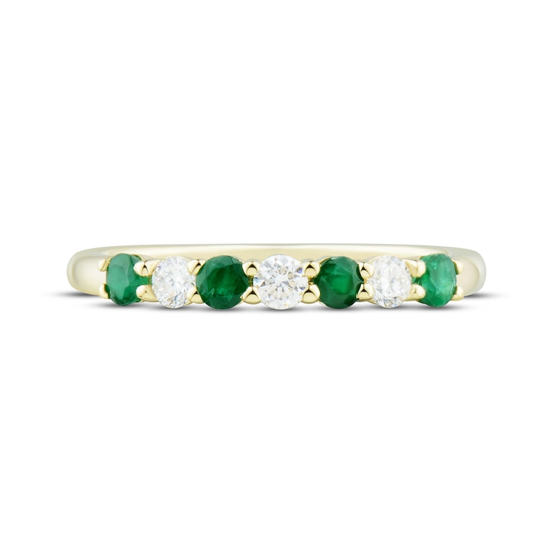 Emerald & Diamond Anniversary Band 1/5 ct tw Round-cut 10K Yellow Gold