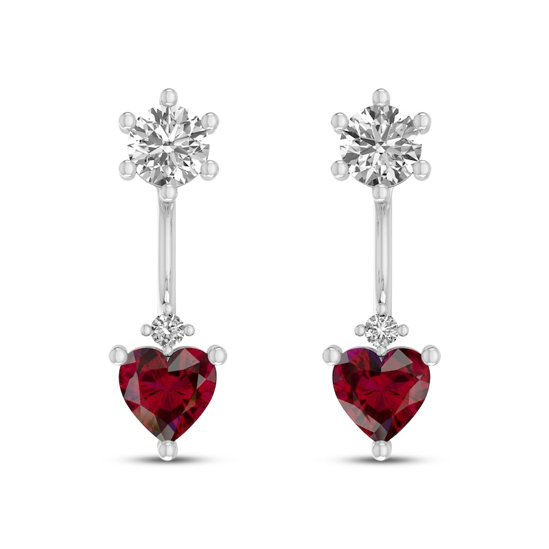 Main Image 2 of Lab-Created Ruby & White Lab-Created Sapphire Front-Back Earrings Sterling Silver