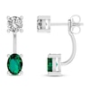 Thumbnail Image 0 of Lab-Created Emerald & White Lab-Created Sapphire Front-Back Earrings Sterling Silver