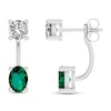 Thumbnail Image 1 of Lab-Created Emerald & White Lab-Created Sapphire Front-Back Earrings Sterling Silver
