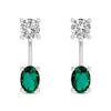 Thumbnail Image 1 of Lab-Created Emerald & White Lab-Created Sapphire Front-Back Earrings Sterling Silver