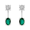 Thumbnail Image 2 of Lab-Created Emerald & White Lab-Created Sapphire Front-Back Earrings Sterling Silver