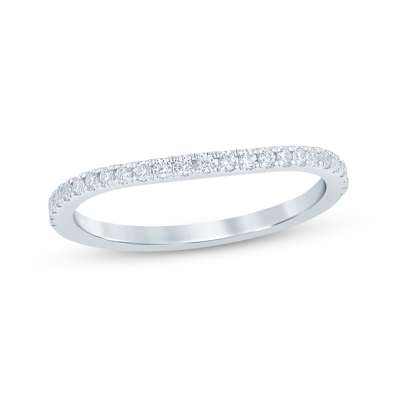 Main Image 1 of Now + Forever Diamond Curved Wedding Band 1/5 ct tw 14K White Gold