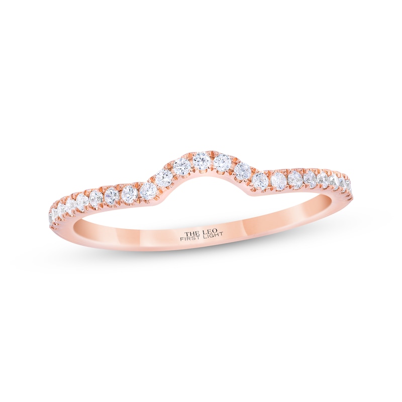 Main Image 1 of THE LEO First Light Diamond Contoured Wedding Band 1/5 ct tw 14K Rose Gold