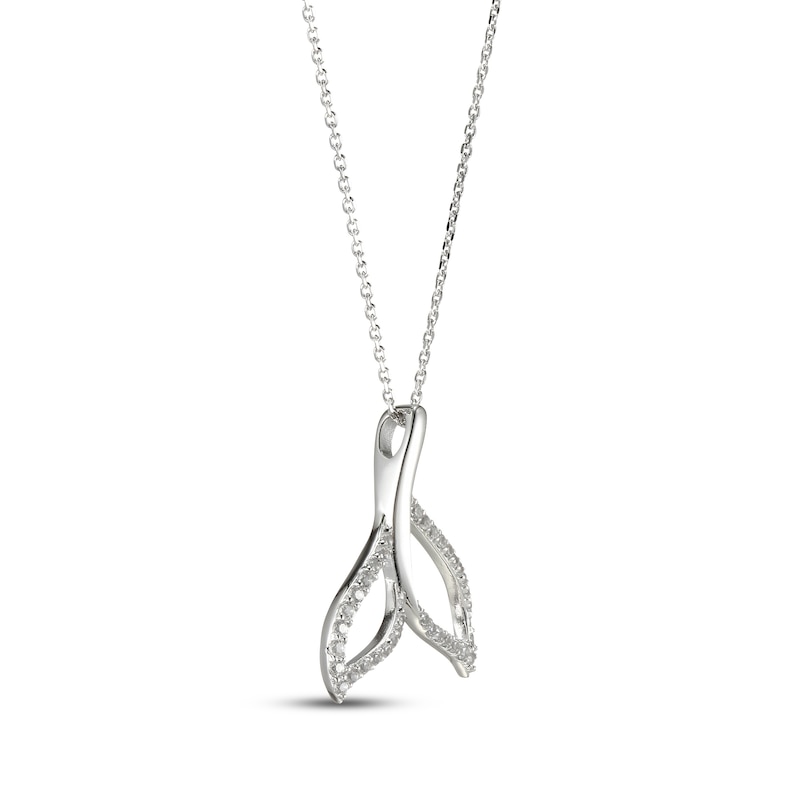 Main Image 2 of White Lab-Created Sapphire Whale Tail Necklace Sterling Silver 18&quot;