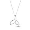 Thumbnail Image 2 of White Lab-Created Sapphire Whale Tail Necklace Sterling Silver 18"