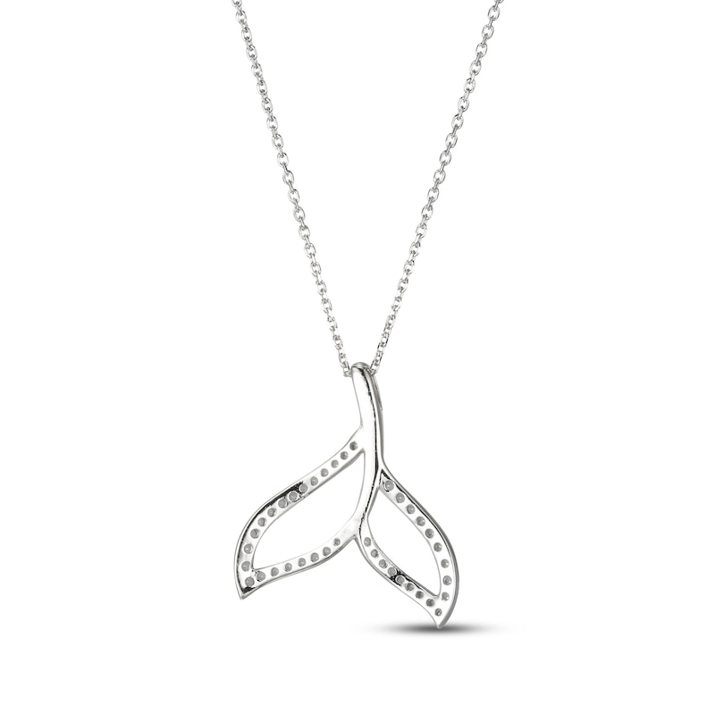 White Lab-Created Sapphire Whale Tail Necklace Sterling Silver 18"