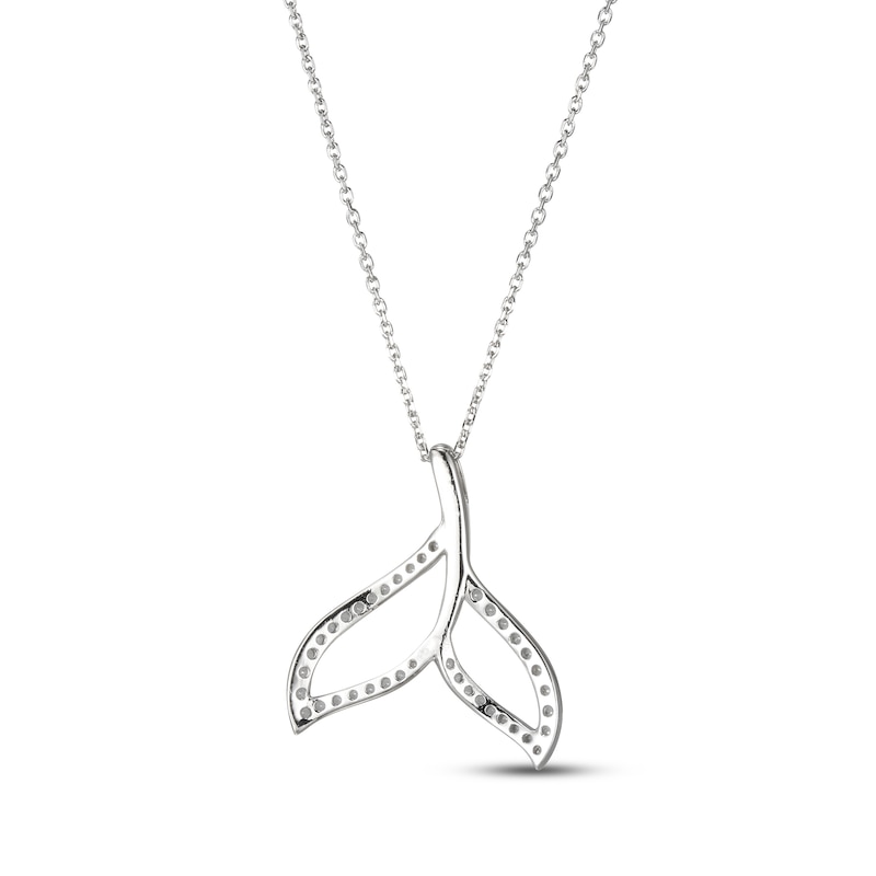 Main Image 3 of White Lab-Created Sapphire Whale Tail Necklace Sterling Silver 18&quot;