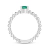 Thumbnail Image 2 of Lab-Created Emerald Pear Beaded Ring Sterling Silver