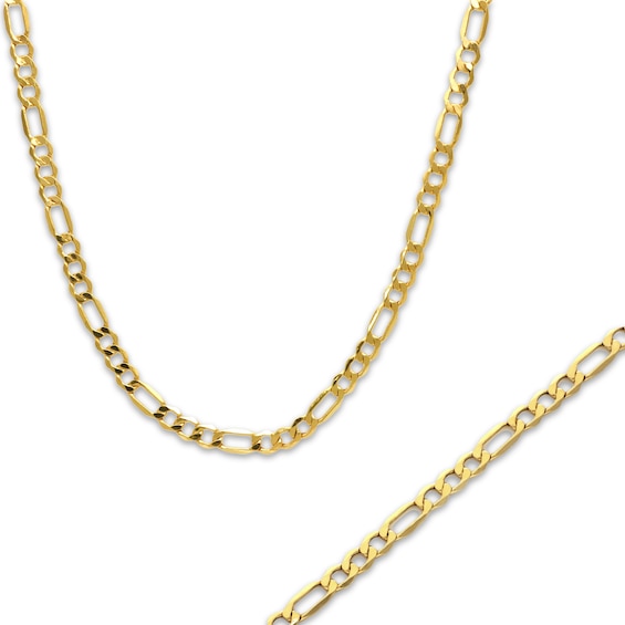Semi-Solid Figaro Chain Necklace & Bracelet Set 10K Yellow Gold