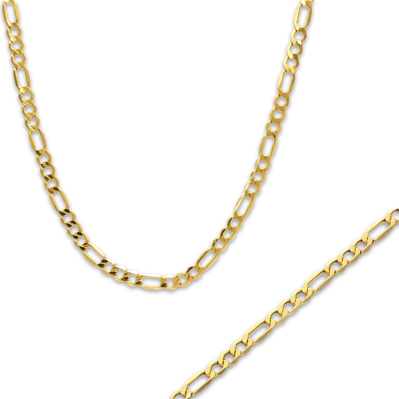 Main Image 1 of Semi-Solid Figaro Chain Necklace & Bracelet Set 10K Yellow Gold