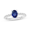 Thumbnail Image 0 of Blue Lab-Created Sapphire Oval Beaded Ring Sterling Silver