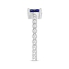 Thumbnail Image 1 of Blue Lab-Created Sapphire Oval Beaded Ring Sterling Silver