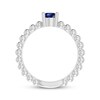 Thumbnail Image 2 of Blue Lab-Created Sapphire Oval Beaded Ring Sterling Silver