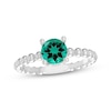 Thumbnail Image 1 of Lab-Created Emerald Round Beaded Ring Sterling Silver