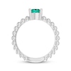 Thumbnail Image 3 of Lab-Created Emerald Round Beaded Ring Sterling Silver