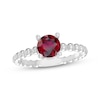 Thumbnail Image 0 of Lab-Created Ruby Round Beaded Ring Sterling Silver
