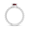 Thumbnail Image 2 of Lab-Created Ruby Round Beaded Ring Sterling Silver