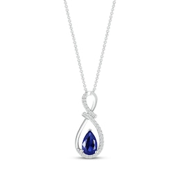 Blue & White Lab-Created Sapphire Swirl Necklace Sterling Silver 18"