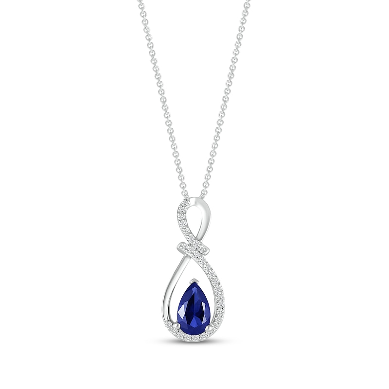Blue & White Lab-Created Sapphire Swirl Necklace Sterling Silver 18"