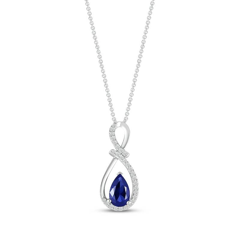 Main Image 1 of Blue & White Lab-Created Sapphire Swirl Necklace Sterling Silver 18&quot;