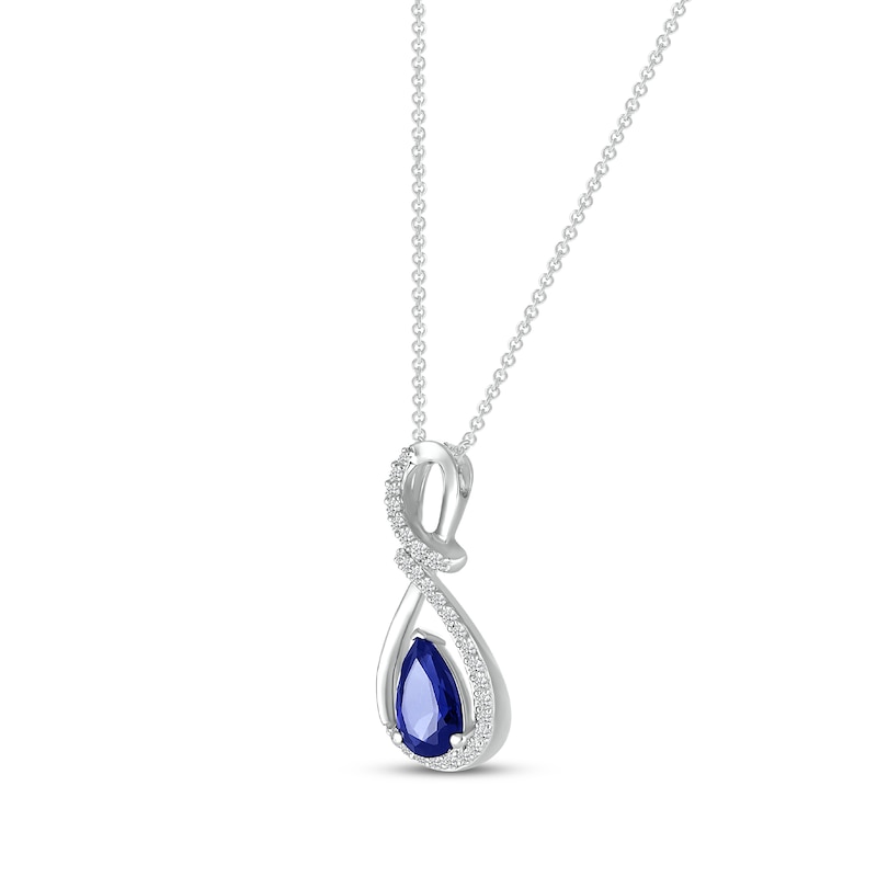 Blue & White Lab-Created Sapphire Swirl Necklace Sterling Silver 18"