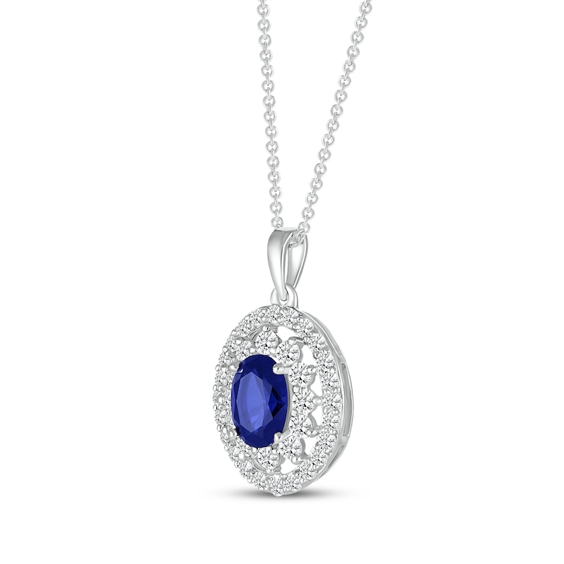 Main Image 2 of Blue & White Lab-Created Sapphire Necklace Sterling Silver 18&quot;